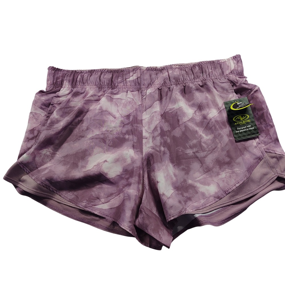 Athletic Works Womens pink Tie dye Print Running Shorts XL 16 18 Elastic Waist